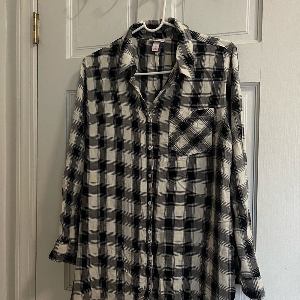 Black and White Plaid Men's Shirt